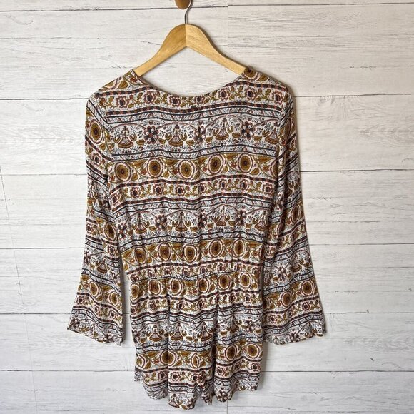 O'Neill Romper Womens Size Small Wrap Boho Floral Earth Tones Drawstring Hippy - Picture 7 of 16